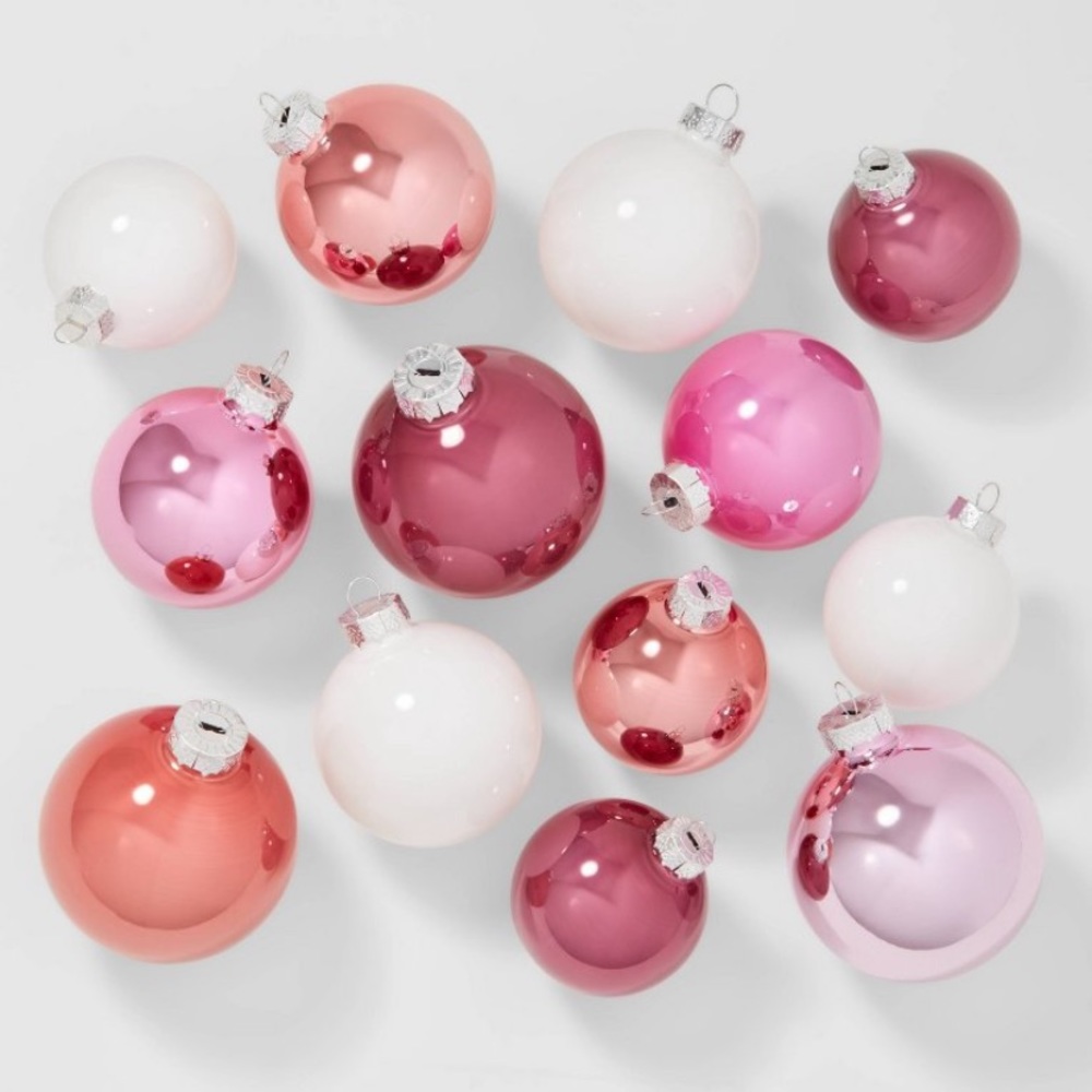 Wondershop 42ct Pink Round Ornament Set